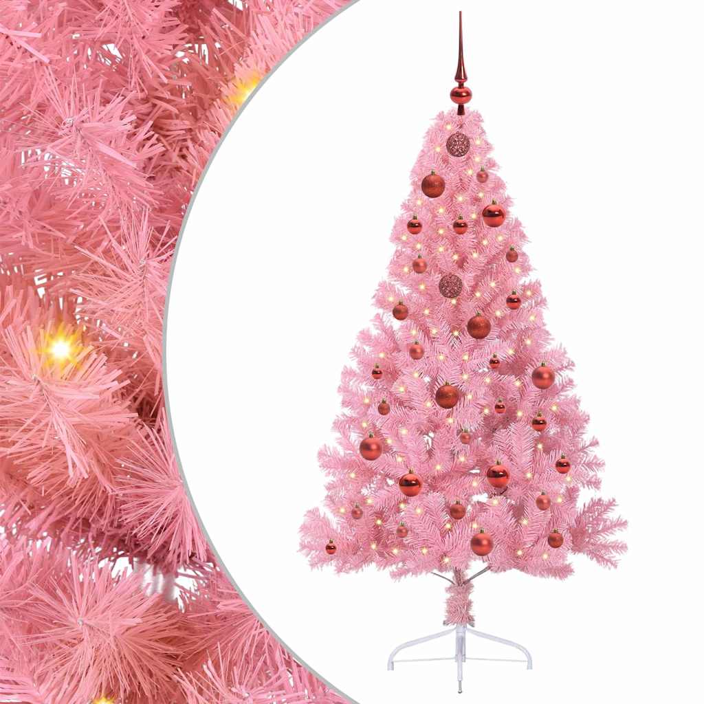 Vidaxl kunstmatig voorverlicht kerstboom met 150 led roze 150 cm pvc