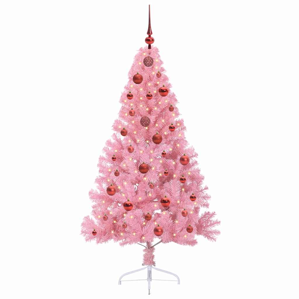 Vidaxl kunstmatig voorverlicht kerstboom met 150 led roze 150 cm pvc