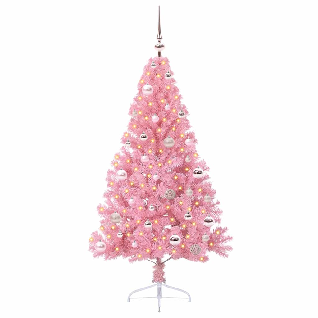 Vidaxl kunstmatig voorverlicht kerstboom met 150 led roze 150 cm pvc