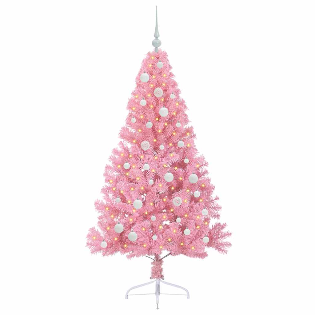 Vidaxl kunstmatig voorverlicht kerstboom met 150 led roze 150 cm pvc