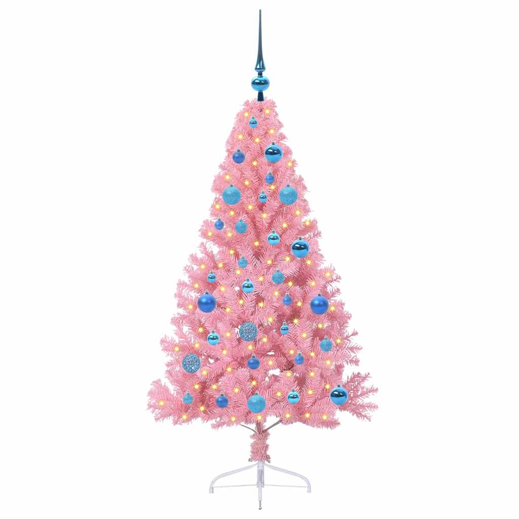 Vidaxl kunstmatig voorverlicht kerstboom met 150 led roze 150 cm pvc