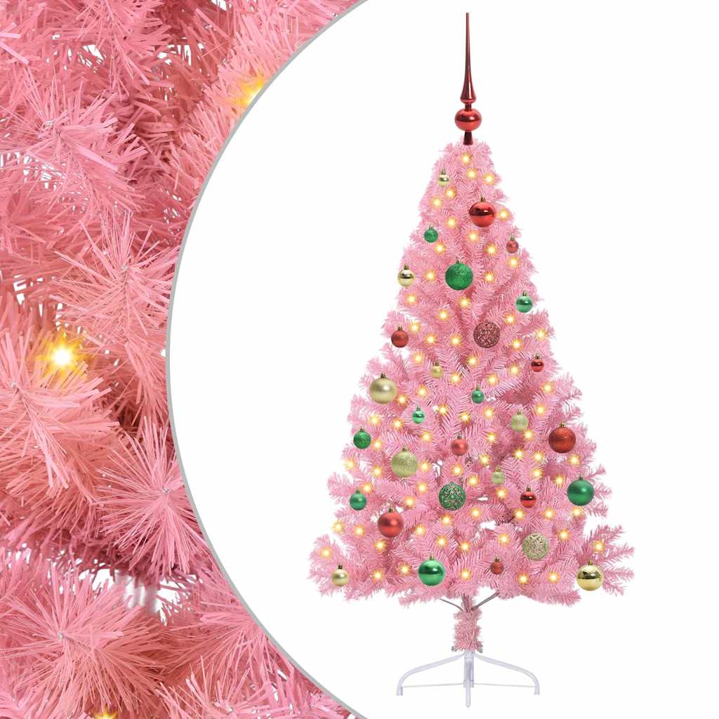 Vidaxl kunstmatig voorverlicht kerstboom met 150 led roze 150 cm pvc
