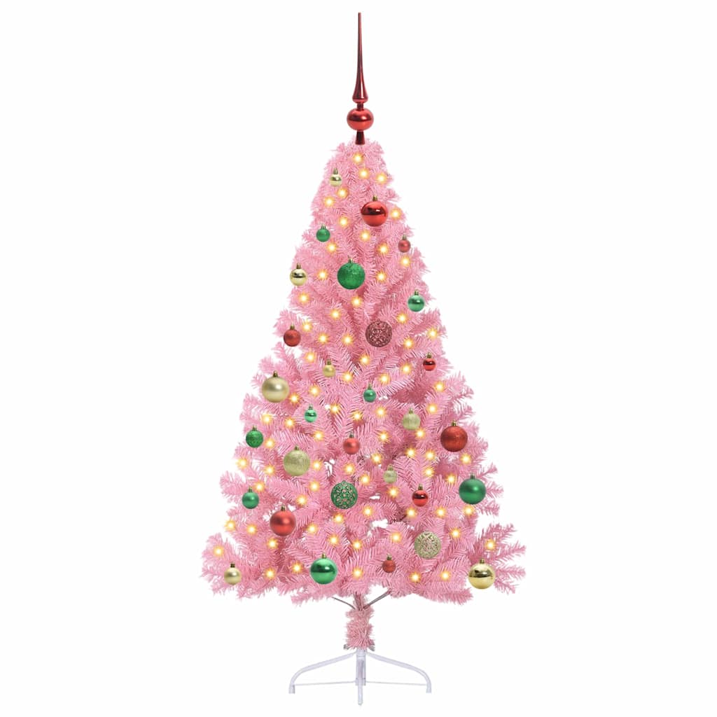 Vidaxl kunstmatig voorverlicht kerstboom met 150 led roze 150 cm pvc