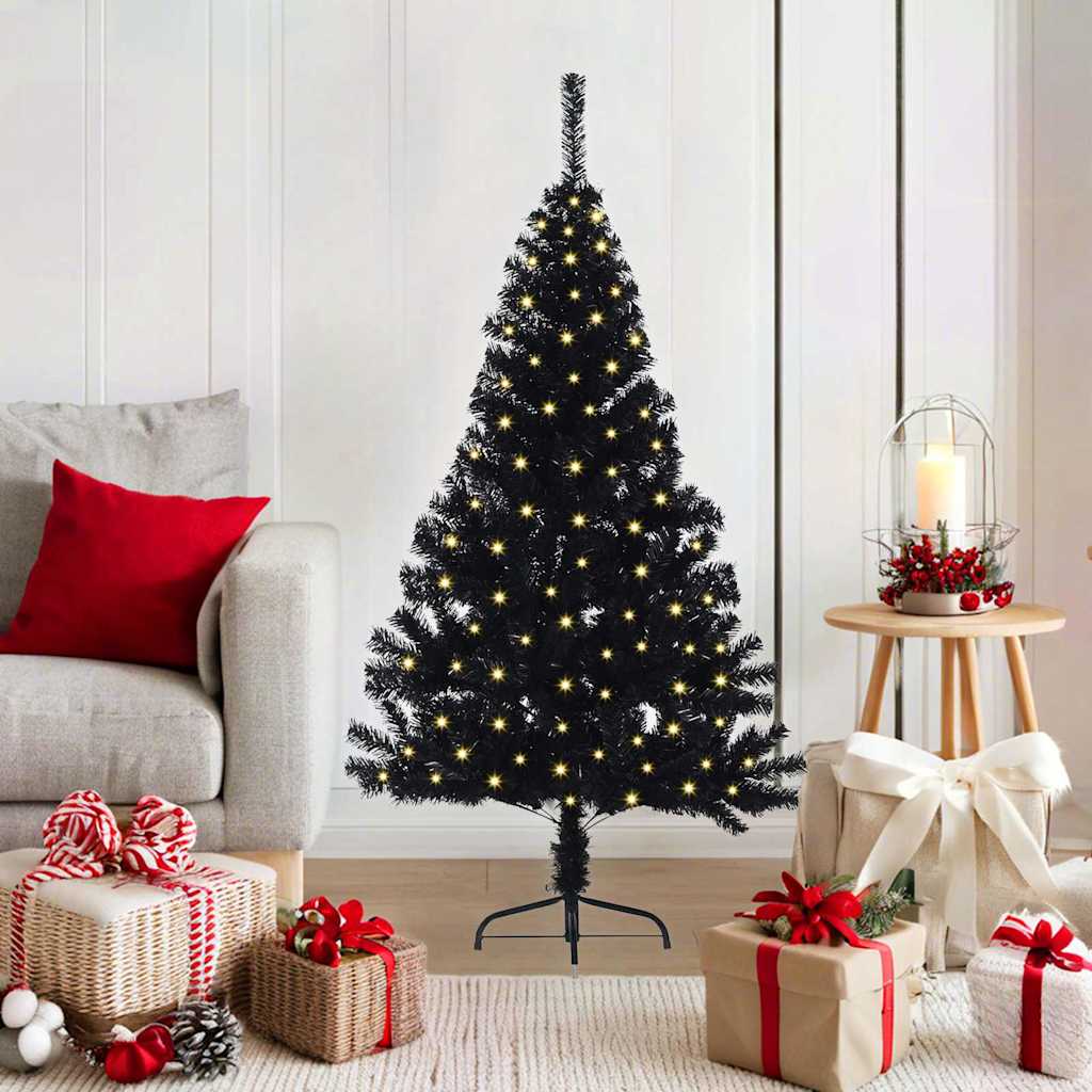 Vidaxl kunstmatig voorverlicht kerstboom met 150 led zwart 120 cm pvc