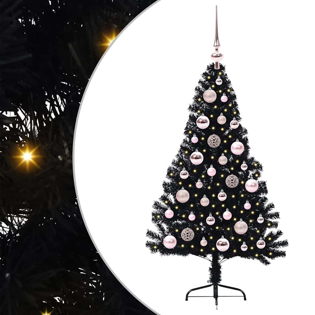 Vidaxl kunstmatig voorverlicht kerstboom met 150 led zwart 120 cm pvc