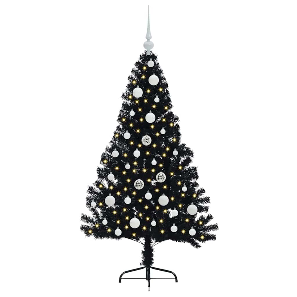 Vidaxl kunstmatig voorverlicht kerstboom met 150 led zwart 120 cm pvc