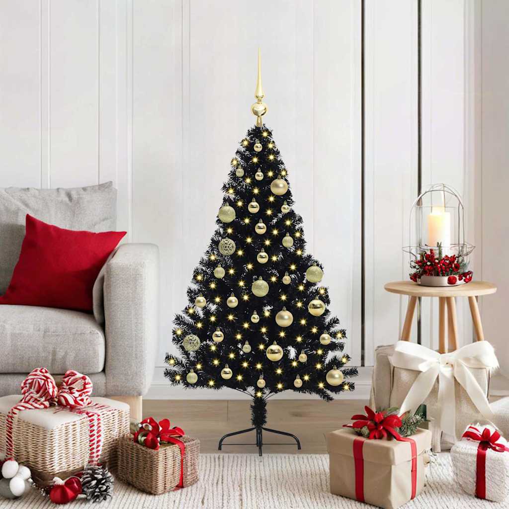 Vidaxl kunstmatig voorverlicht kerstboom met 150 led zwart 120 cm pvc