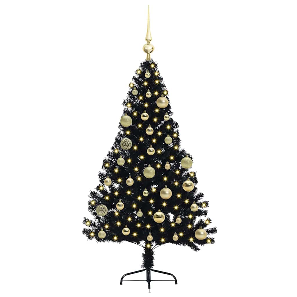 Vidaxl kunstmatig voorverlicht kerstboom met 150 led zwart 120 cm pvc