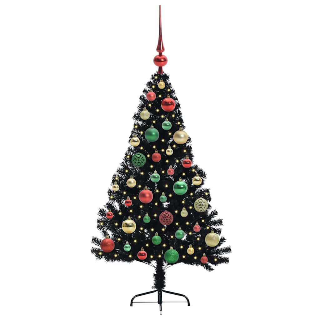 Vidaxl kunstmatig voorverlicht kerstboom met 150 led zwart 120 cm pvc