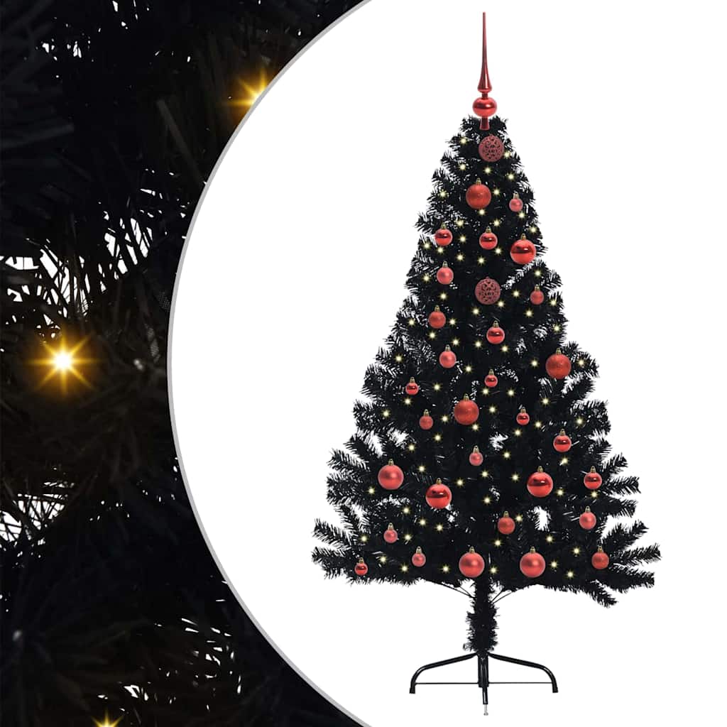 Vidaxl kunstmatig voorverlicht kerstboom met 150 led zwart 150 cm pvc