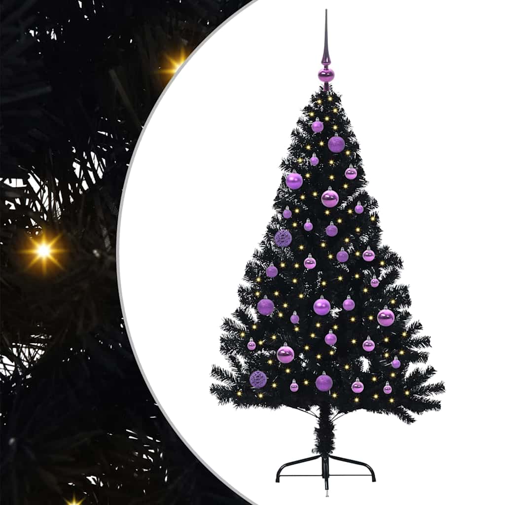 Vidaxl kunstmatig voorverlicht kerstboom met 150 led zwart 150 cm pvc