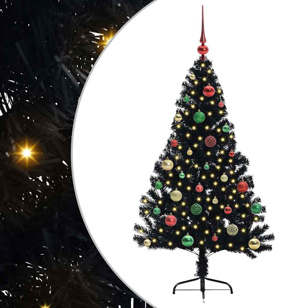 Vidaxl kunstmatig voorverlicht kerstboom met 150 led zwart 150 cm pvc