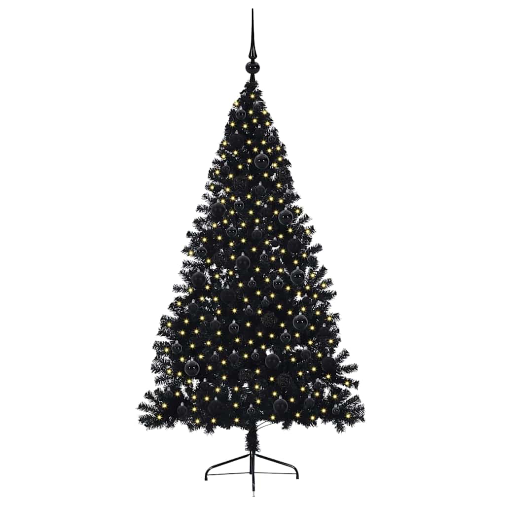 Vidaxl kunstmatig voorverlicht kerstboom met 300 led zwart 180 cm pvc