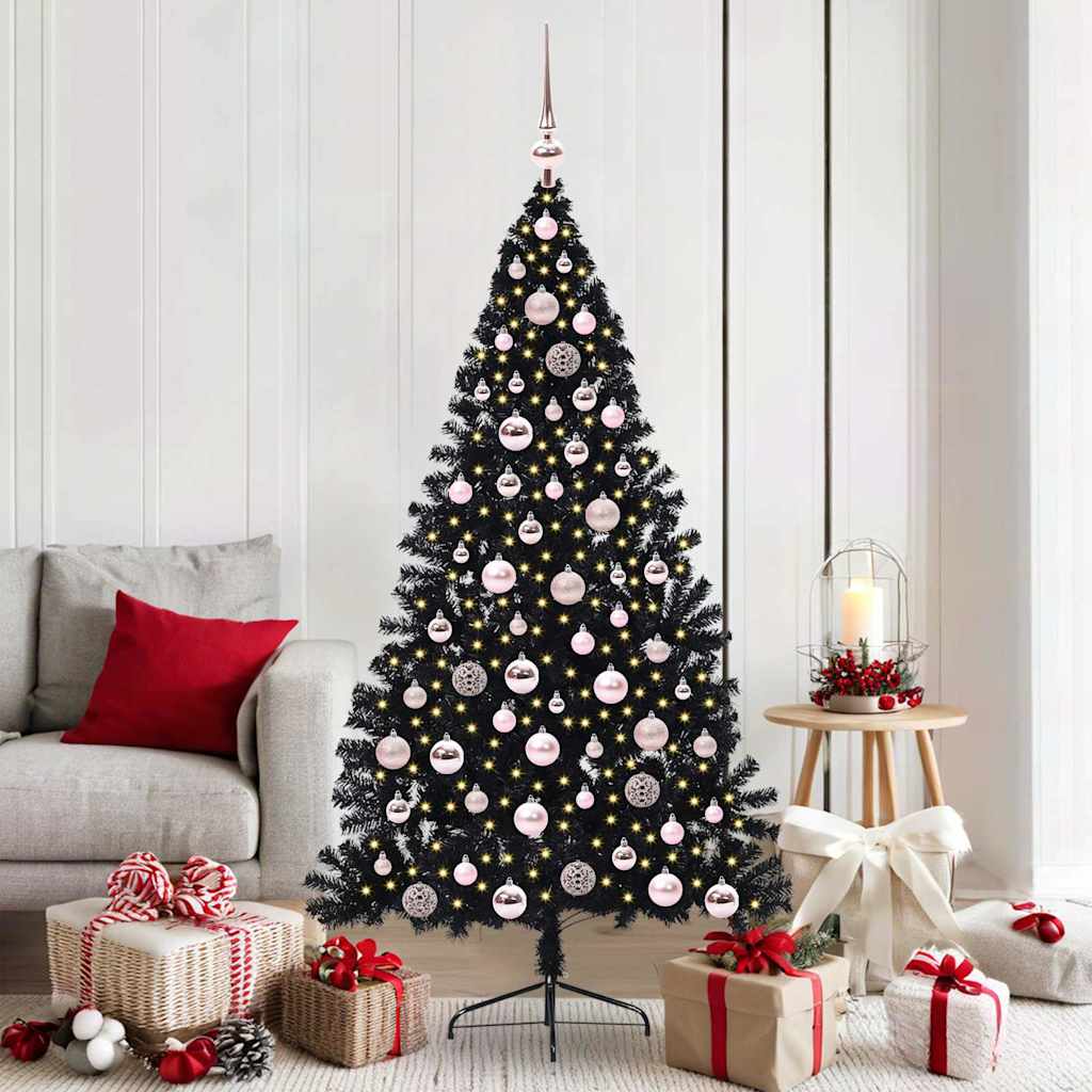 Vidaxl kunstmatig voorverlicht kerstboom met 300 led zwart 180 cm pvc