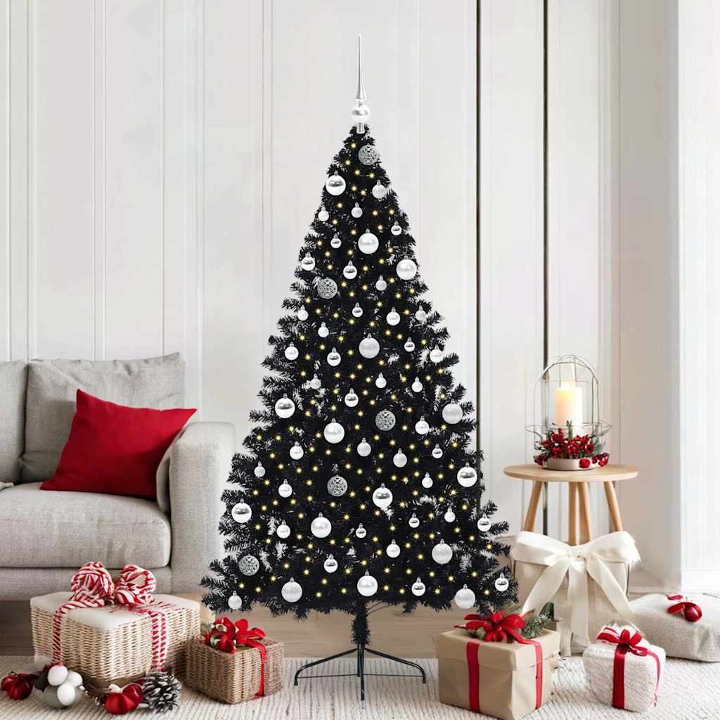 Vidaxl kunstmatig voorverlicht kerstboom met 300 led zwart 180 cm pvc