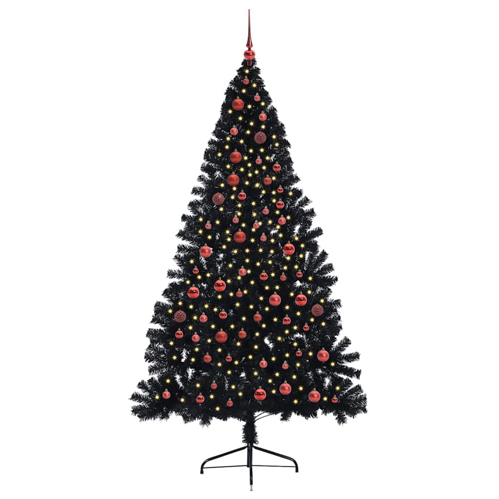 Vidaxl kunstmatig voorverlicht kerstboom met 300 led zwart 210 cm pvc