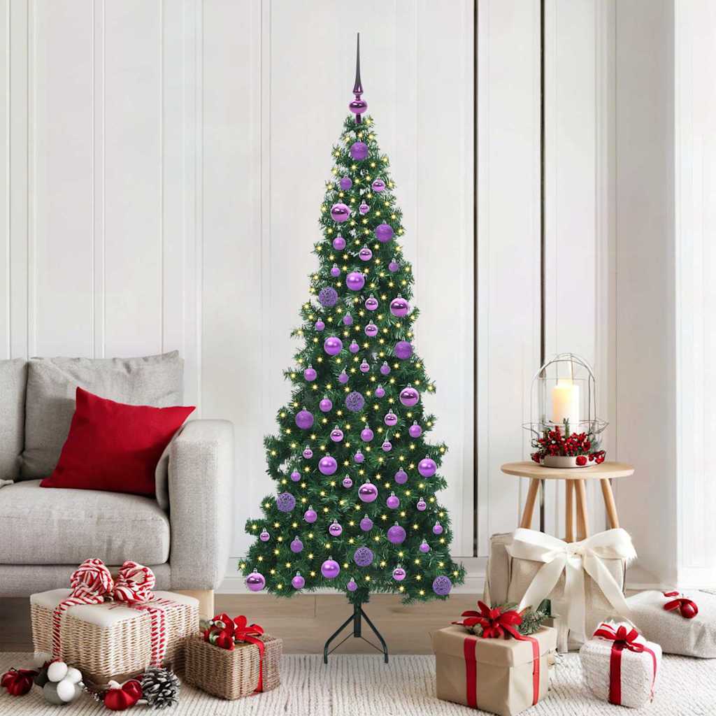 Vidaxl hoek kunstkerstboom met 300 led groen 180 cm pvc en metaal