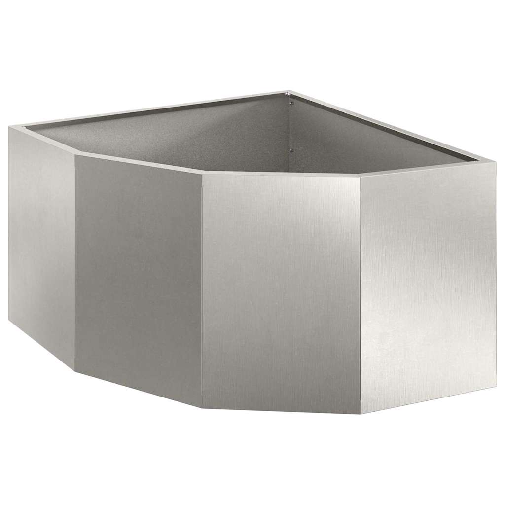 Vidaxl hoek plantbak zilver 60 x 60 x 35 cm roestvrij staal