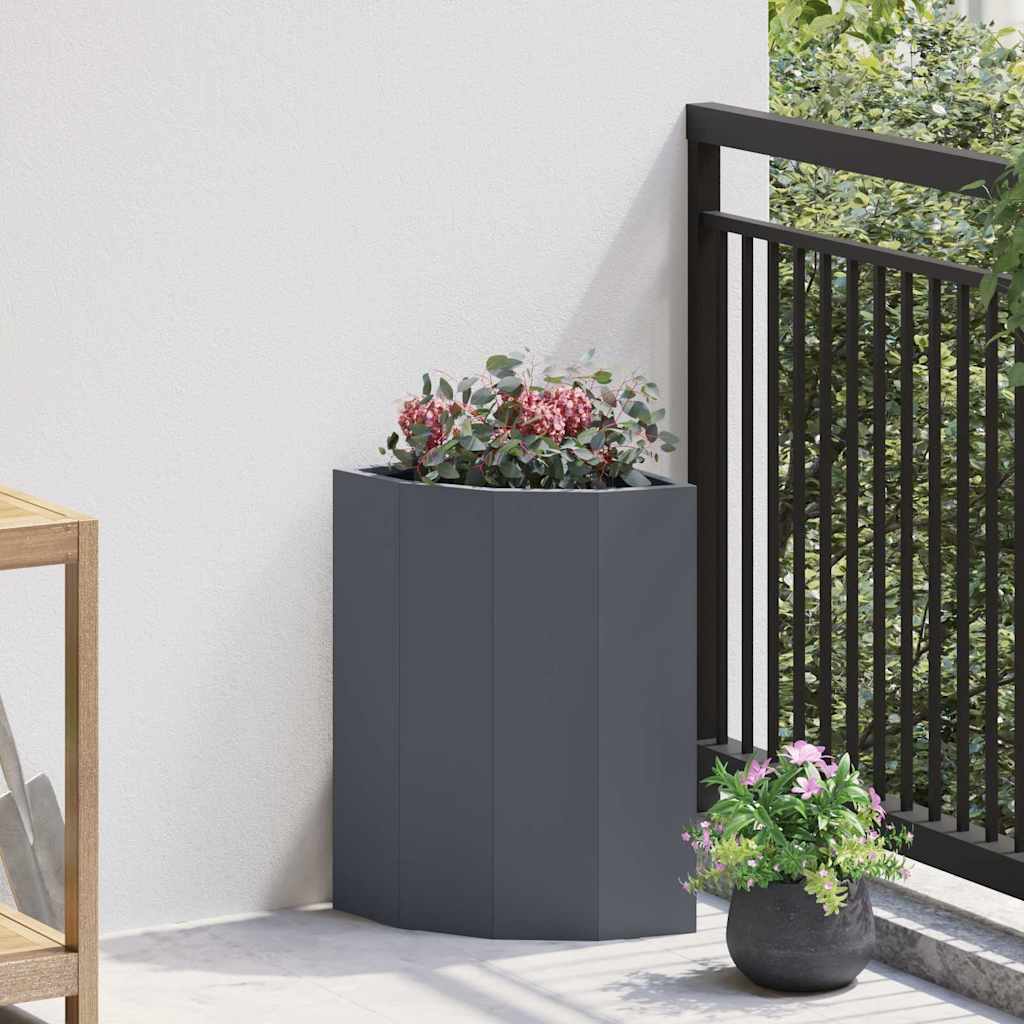 Vidaxl hoek plantbak antraciet 30 x 30 x 50 cm staal