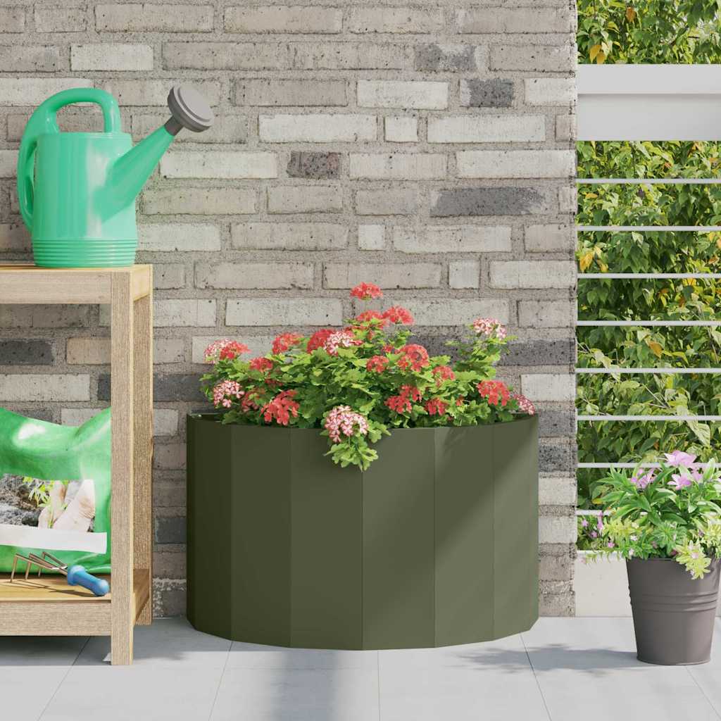 Vidaxl plantenbak olijf groen 60 x 30 x 35 cm staal