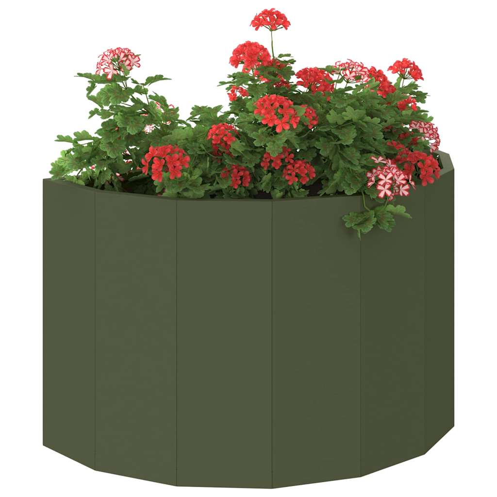 Vidaxl plantenbak olijf groen 60 x 30 x 35 cm staal