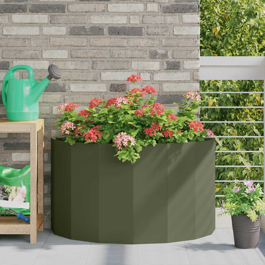 Vidaxl plantenbak olijf groen 90 x 45 x 50 cm staal