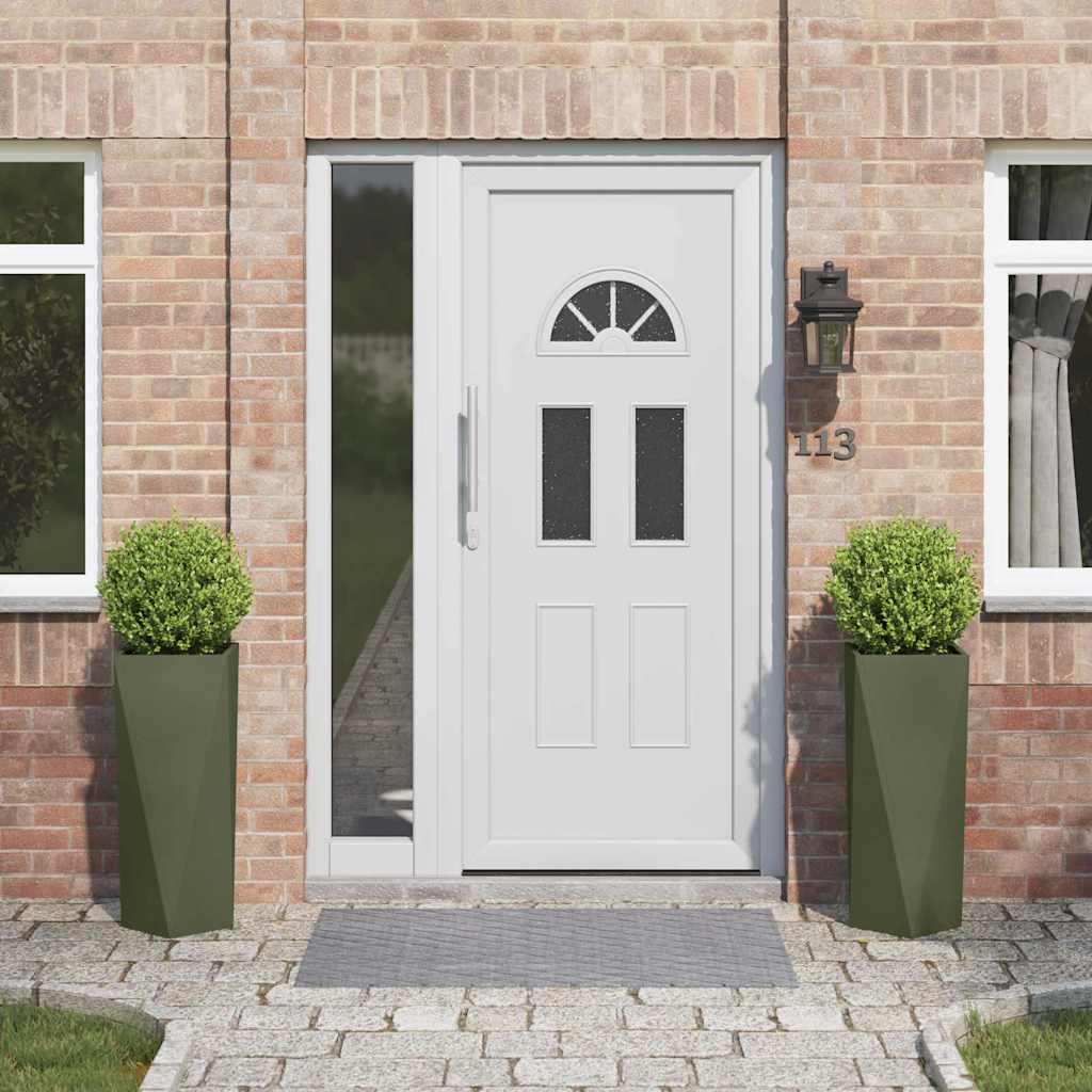 Vidaxl plantenbak 2 pcs olijf groen 30 x 30 x 75 cm staal
