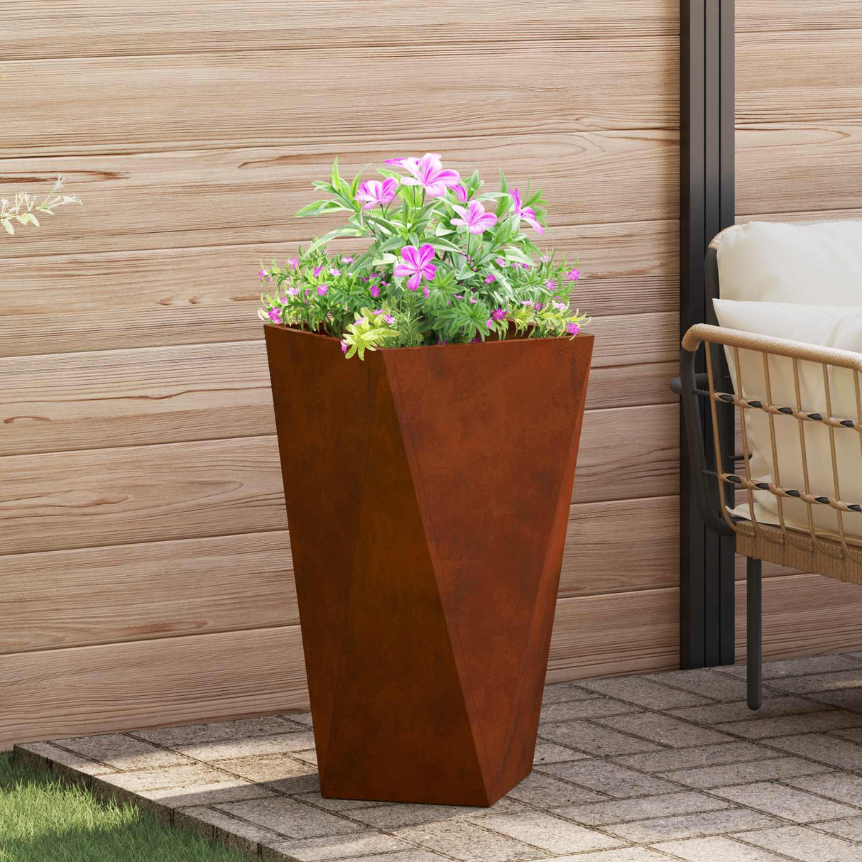 Vidaxl plantenbak roestig 40 x 40 x 75 cm cortenstaal