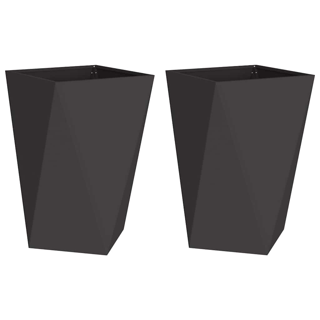 Vidaxl plantenbak 2 pcs zwart 50 x 50 x 75 cm staal