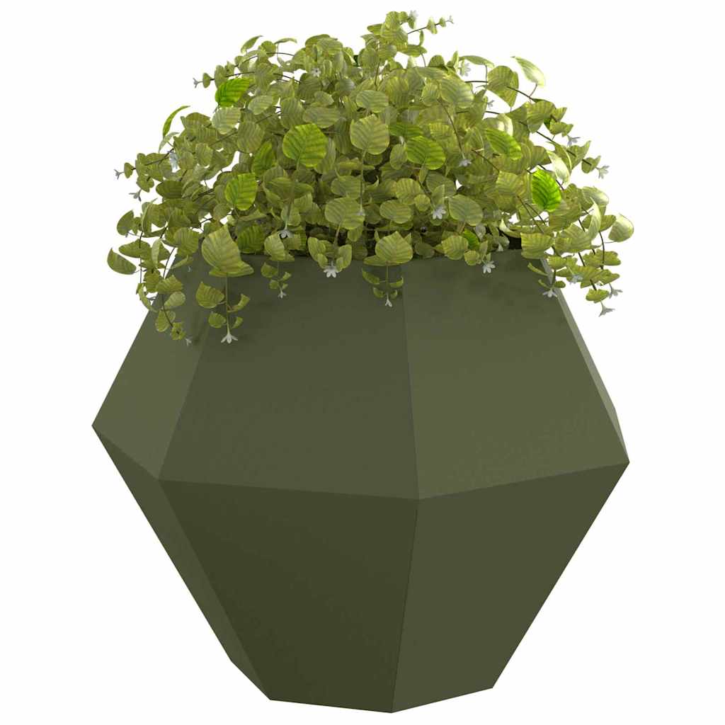Vidaxl plantenbak 2 pcs olijf groen 100 x 100 x 80 cm staal