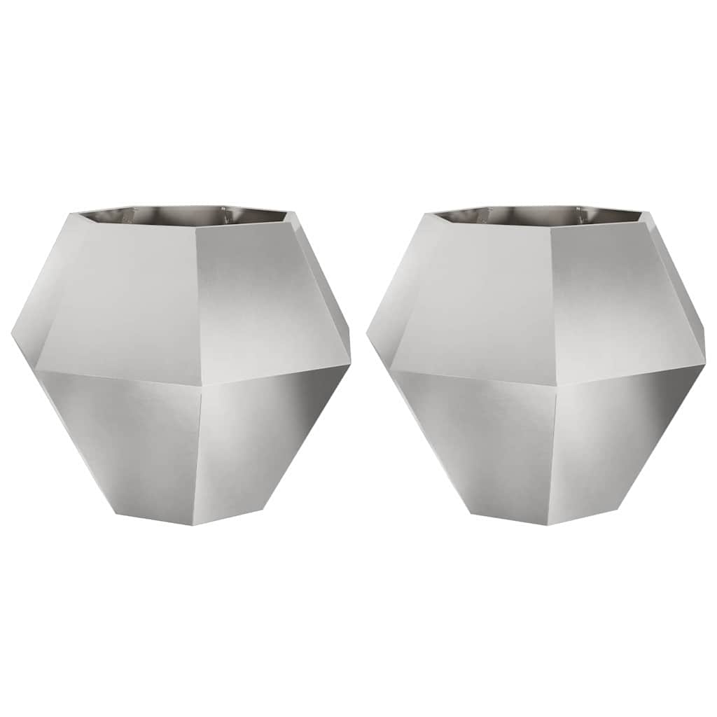 Vidaxl plantenbak 2 pcs zilver 100 x 100 x 80 cm roestvrij staal
