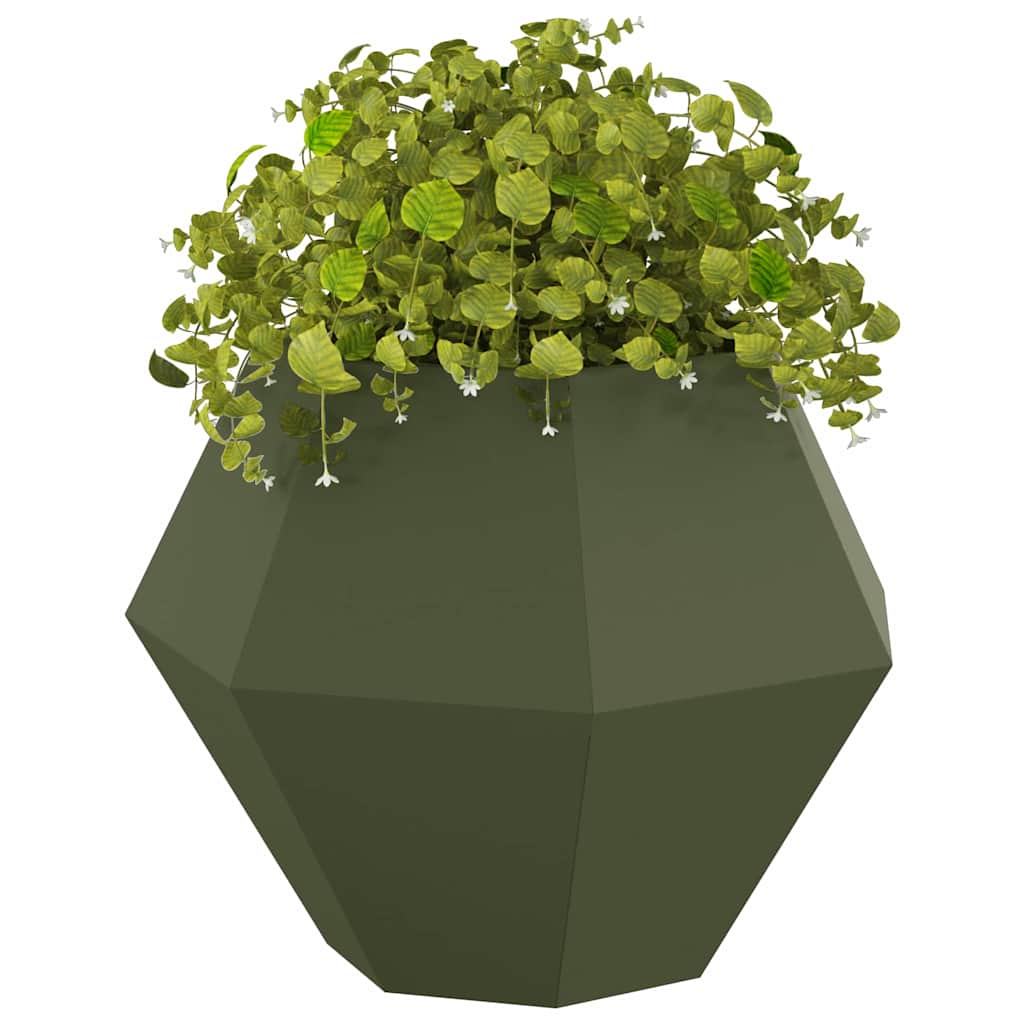 Vidaxl plantenbak olijf groen 75 x 75 x 60 cm staal