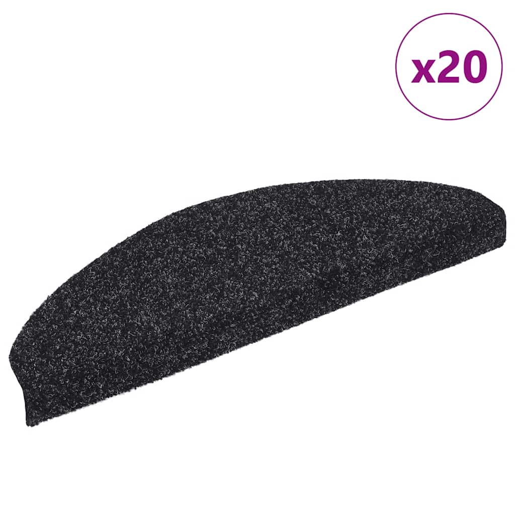 Vidaxl trapmatten zelfklevend 20 stuks 65x21x4 cm zwart halfrond groot