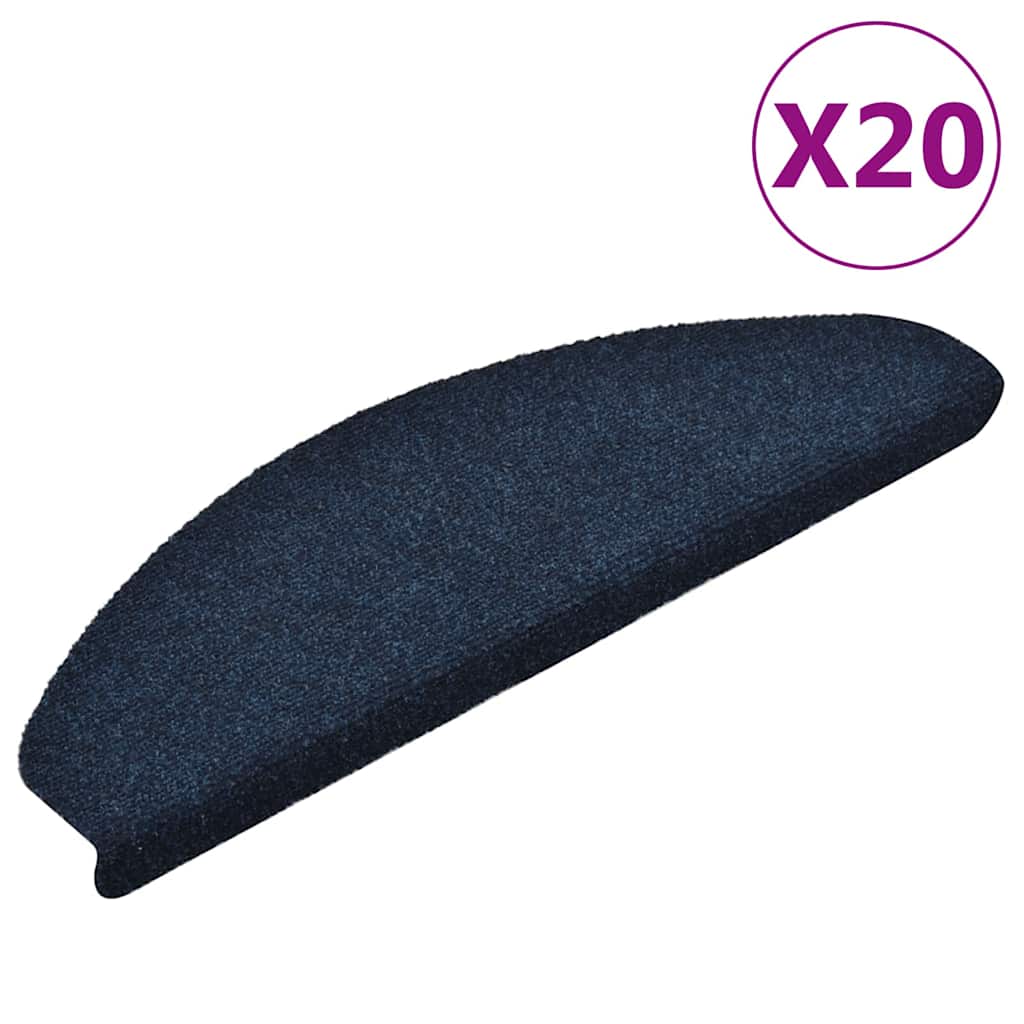Vidaxl trapmatten zelfklevend 20 stuks 65x21x4 cm marineblauw halfrond groot