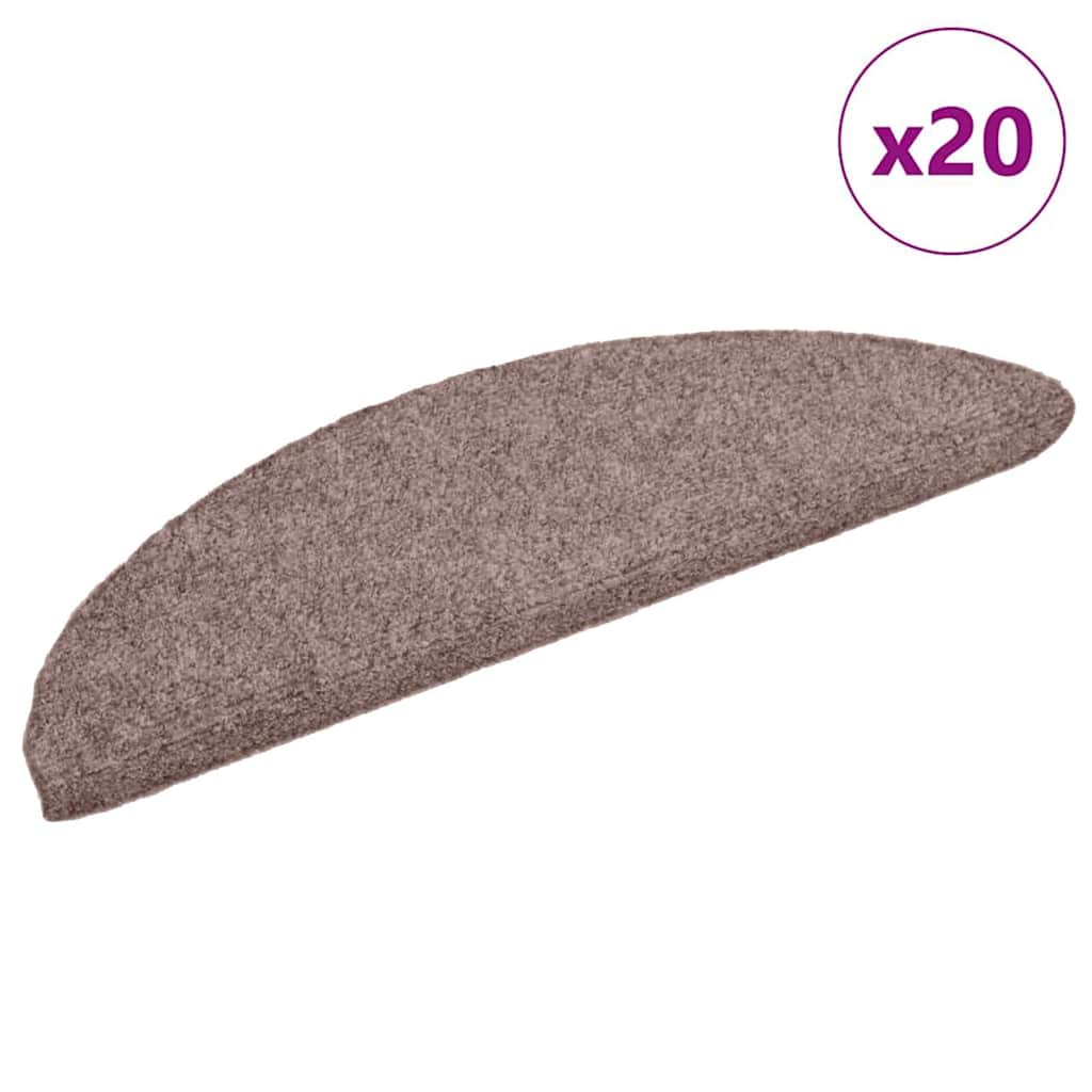 Vidaxl trapmatten zelfklevend 20 stuks 56x17x3 cm lichtbruin halfrond