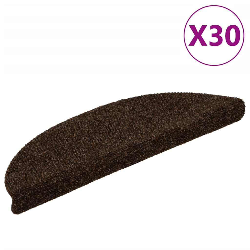 Vidaxl trapmatten zelfklevend 30 stuks 56x17x3 cm bruin halfrond