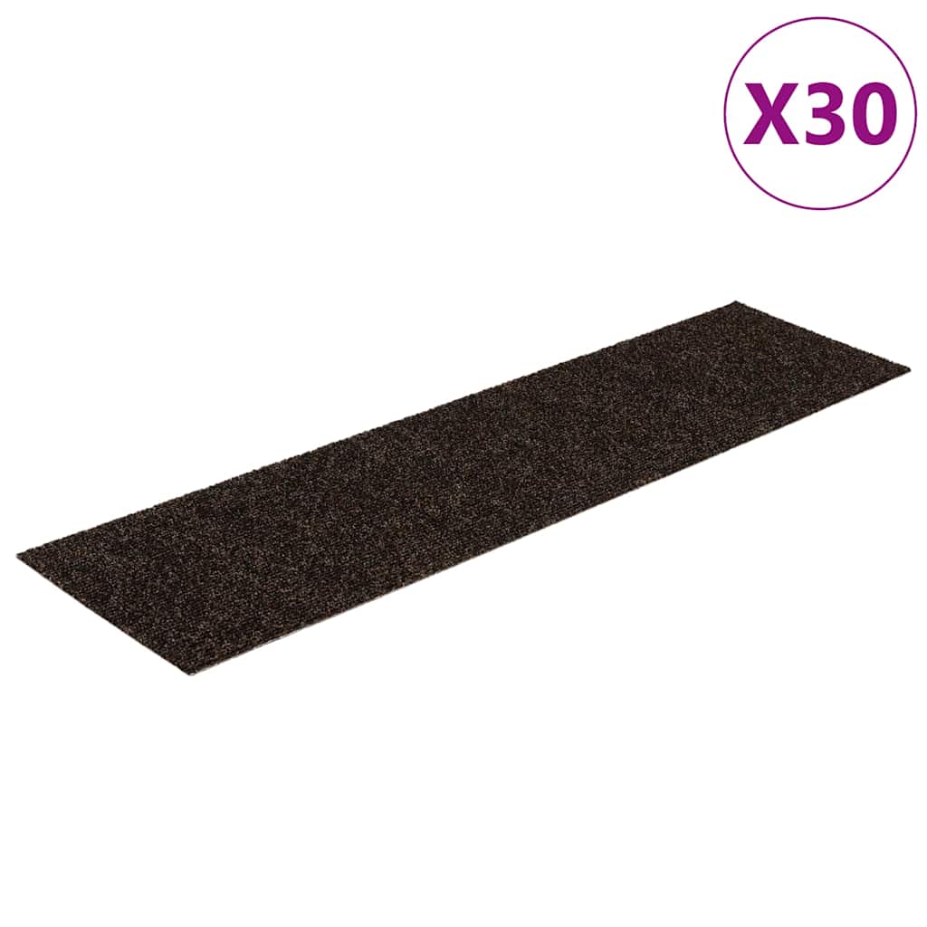 Vidaxl trapmatten zelfklevend 30 stuks 76x20 cm donkerbruin rechthoekig