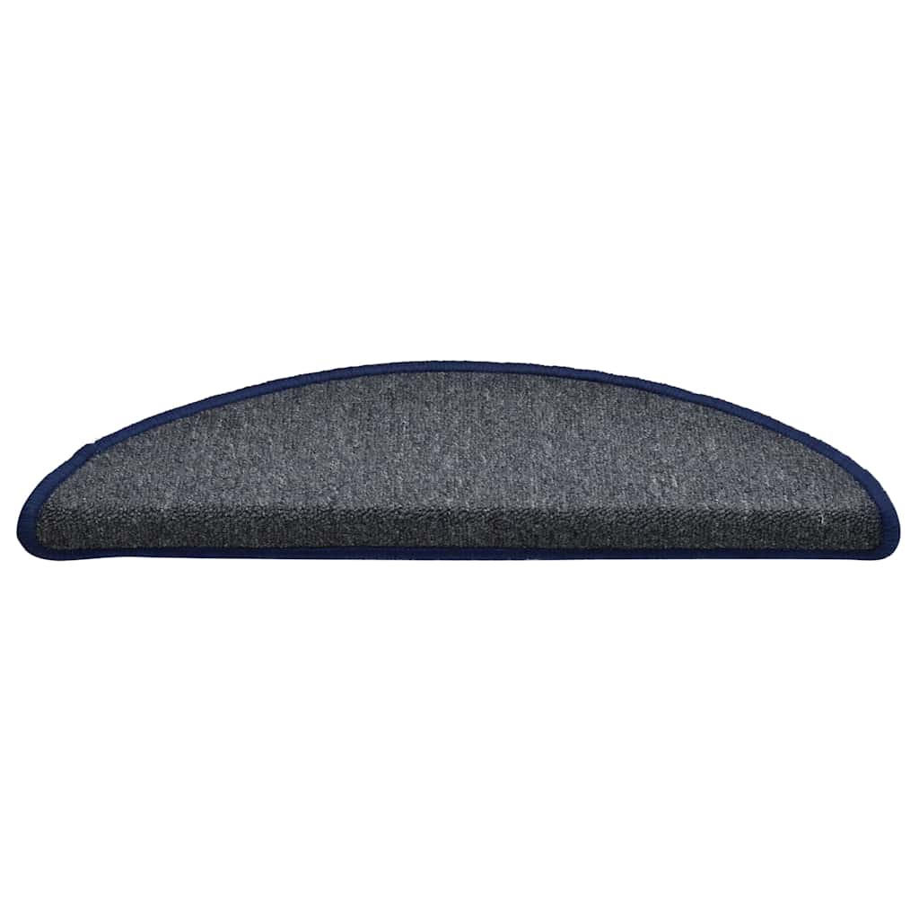 Vidaxl trapmatten 30 st 56x17x3 cm donkergrijs en blauw halfrond