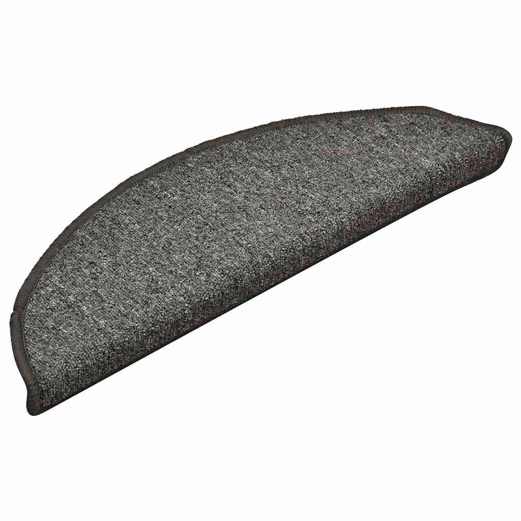 Vidaxl trapmatten 30 st 56x17x3 cm donkergrijs halfrond