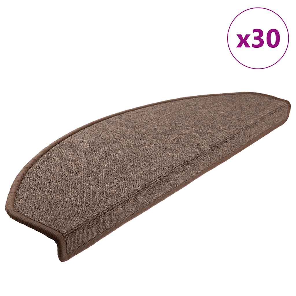 Vidaxl trapmatten 30 st 65x24x4 cm koffiebruin halfrond groot