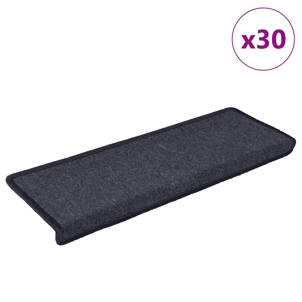 Vidaxl trapmatten 30 st 65x21x4 cm donkergrijs en blauw met rechthoekige rand
