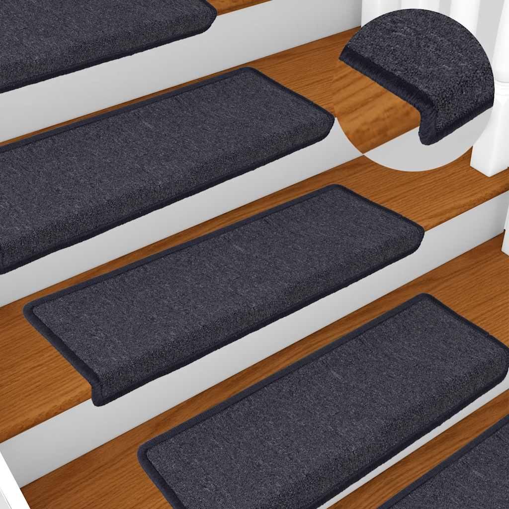 Vidaxl trapmatten 30 st 65x21x4 cm donkergrijs en blauw met rechthoekige rand