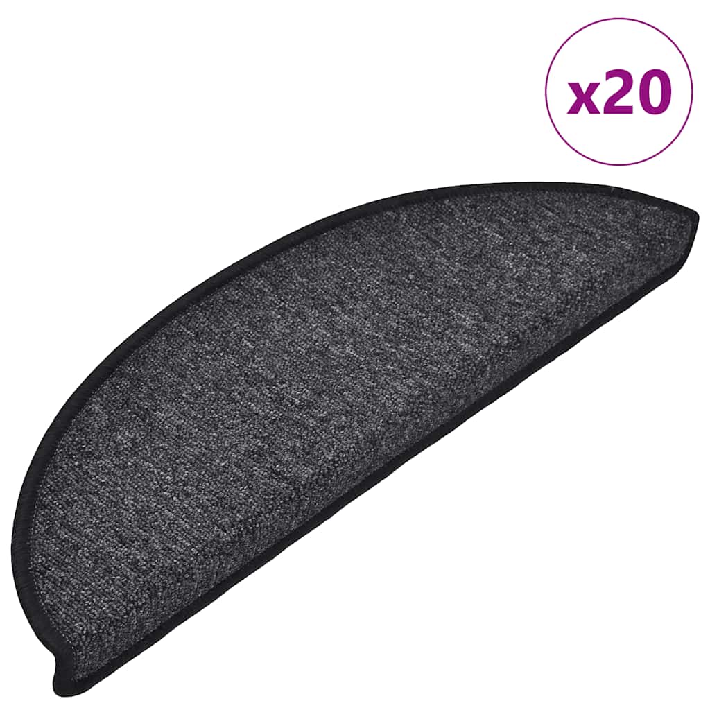 Vidaxl trapmatten 20 st 56x17x3 cm antraciet halfrond