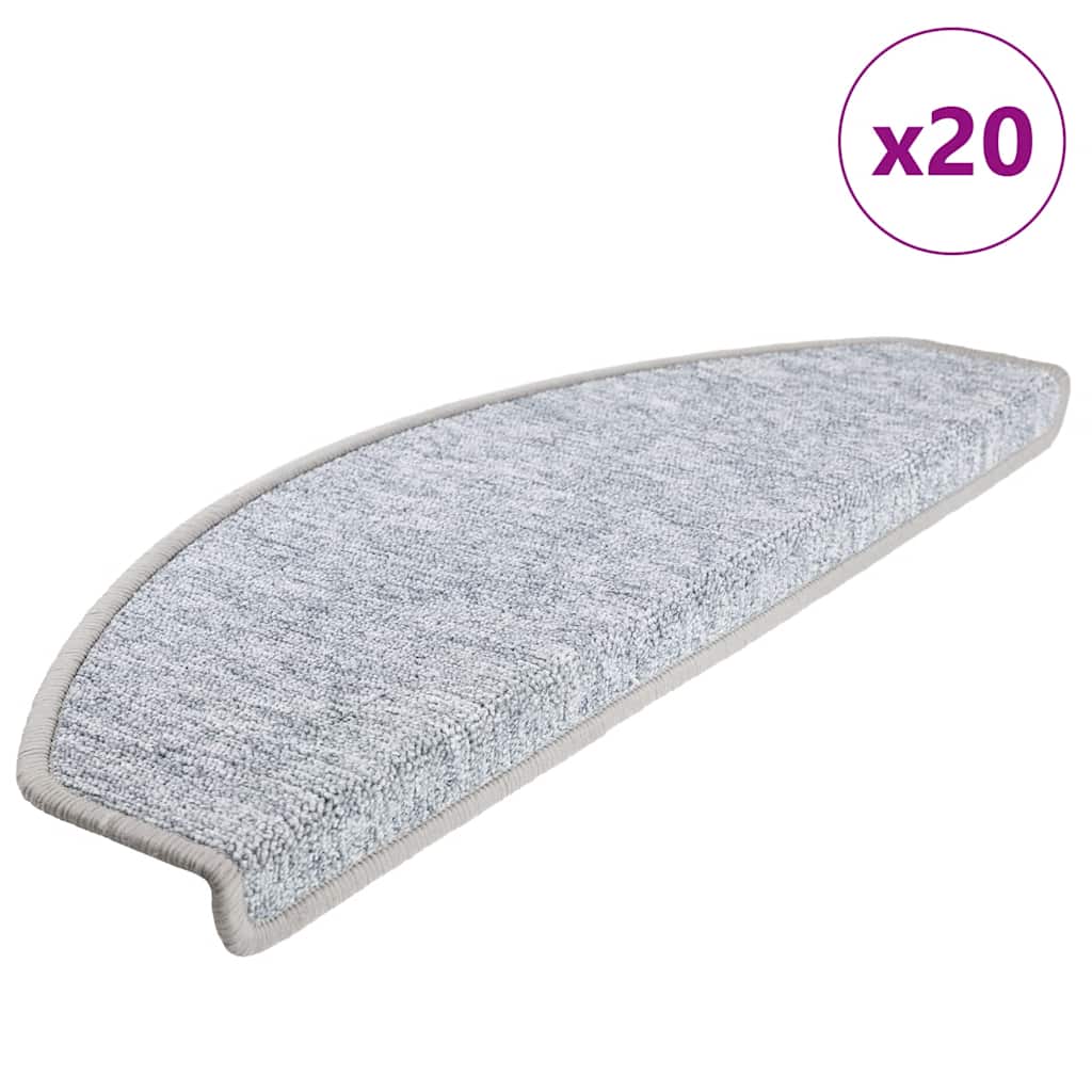 Vidaxl trapmatten 20 st 65x24x4 cm lichtgrijs halfrond groot