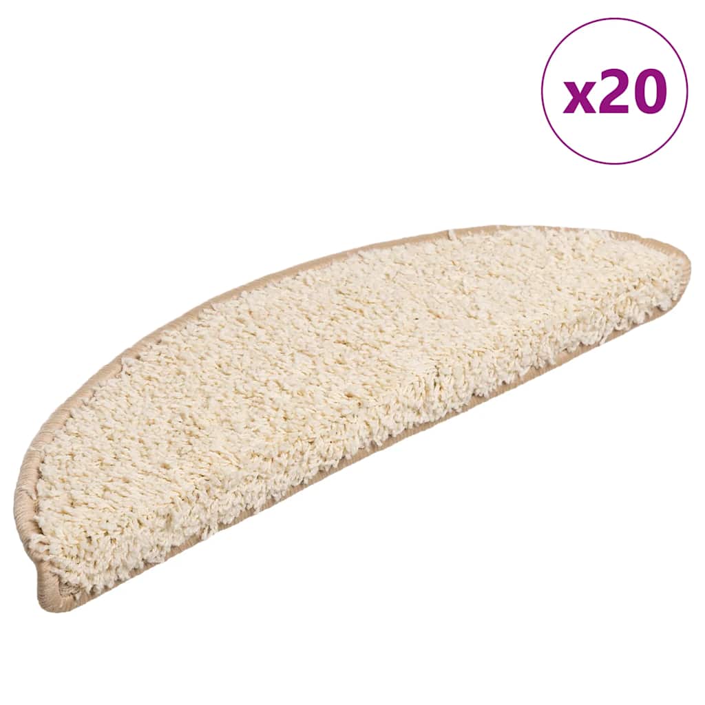 Vidaxl trapmatten 20 st 56x17x3 cm crème halfrond