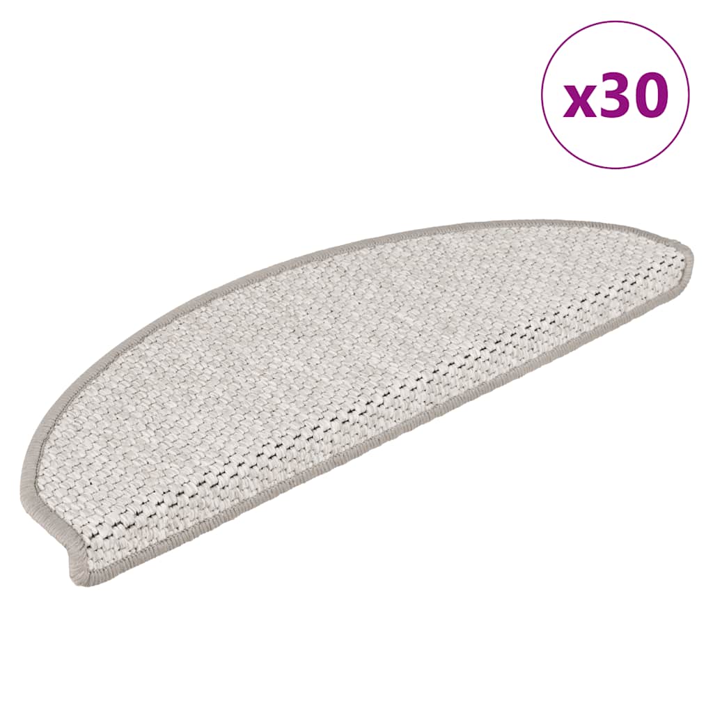 Vidaxl trapmatten zelfklevend sisal-look 30 st 65x21x4 cm platina