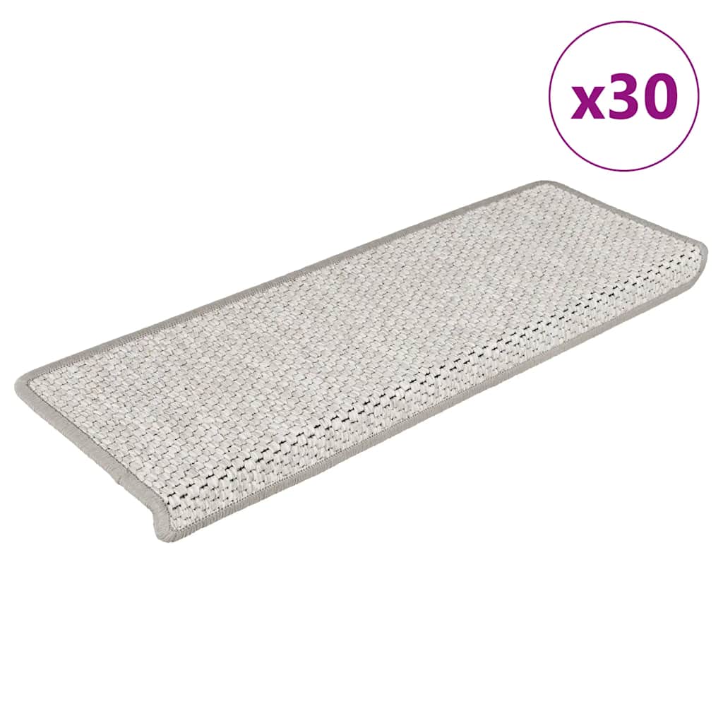 Vidaxl trapmatten zelfklevend sisal-look 30 st 65x21x4 cm platina