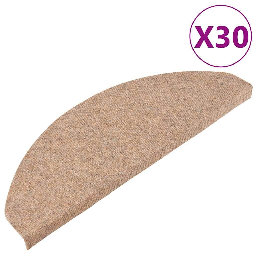 Vidaxl trapmatten zelfklevend 30 st 65x22,5x3,5 cm beige