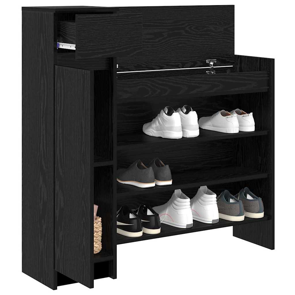 Vidaxl schoenenkast zwart eiken 100,5 x 28 x 100 cm bewerkt hout