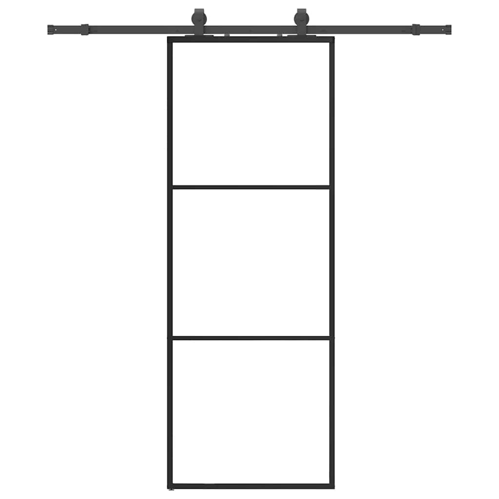 Vidaxl schuifdeur met beslagset 76x205 cm esg glas zwart